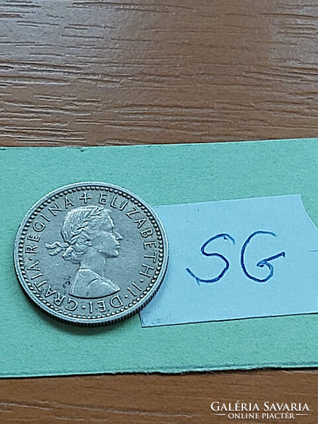 English England 6 pence 1961 ii. Erzsébet, copper-nickel, sg