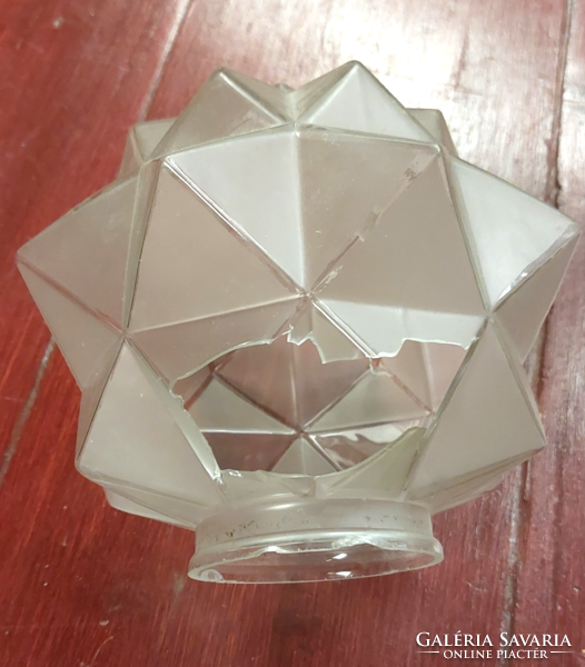 Antique Art Deco Walther & Sohne 1930s Bronze 5 Burr Sandblasted Polyhedral Glass Burr Chandelier