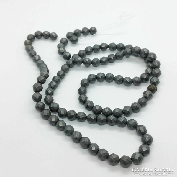 Faceted hematite mineral pearl 6 mm