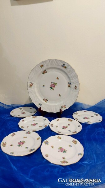 Herend Eton pattern, porcelain cake set for 6 people.