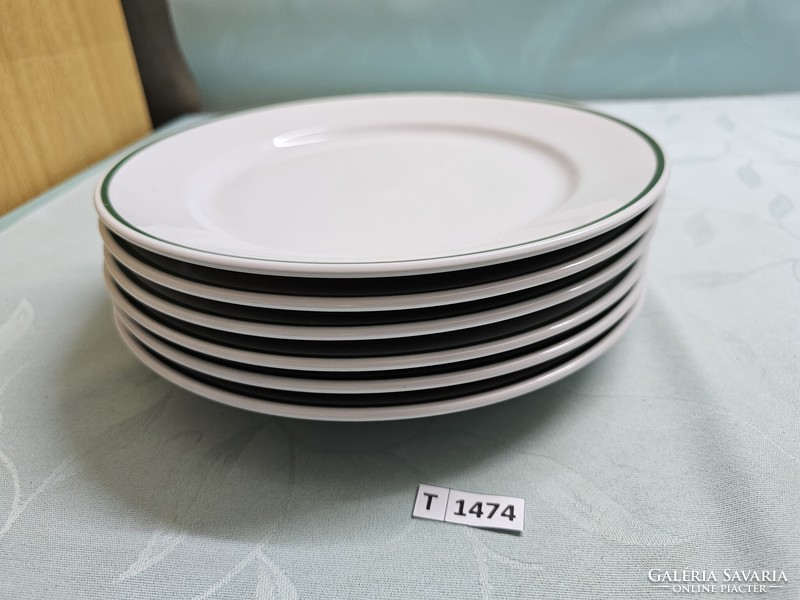T1474 lowland green striped plate 6 pieces 25 cm