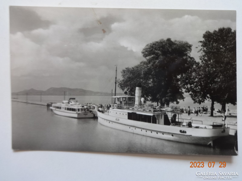 Old postcard: Fonyód, ship station (1964)
