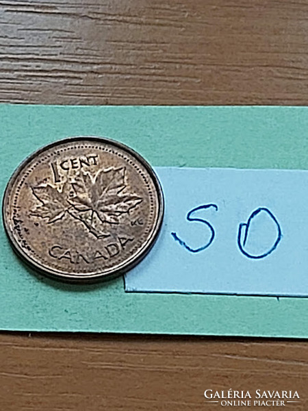 KANADA 1 CENT 1952-2002 II. Erzsébet királynő, Cink réz  SO