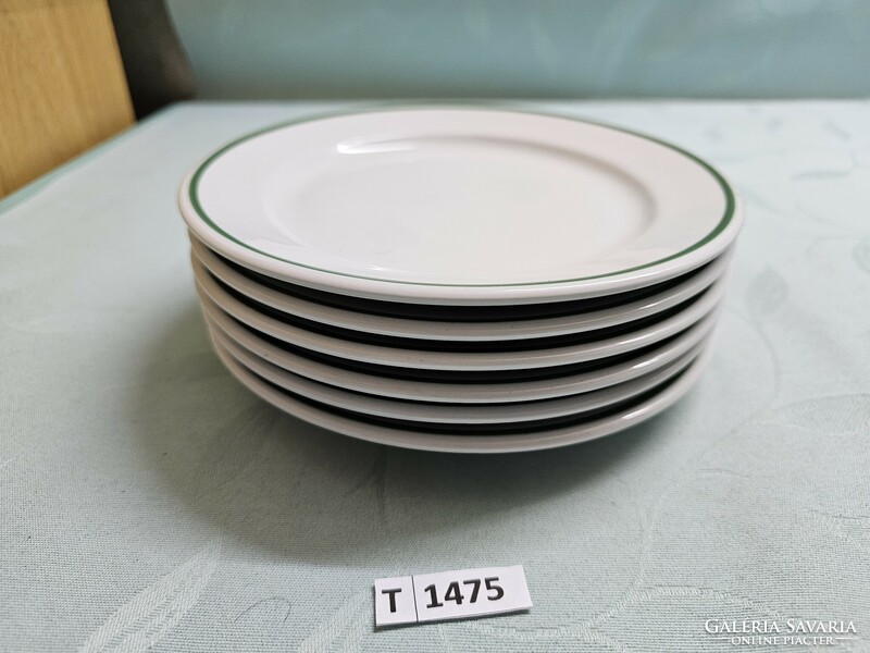 T1475 lowland green striped plate 6 pieces 19 cm