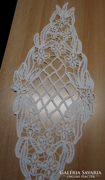 Old stitched crochet diamond runner