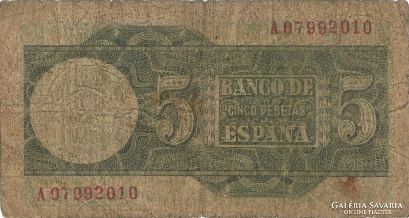 5 peseta pesetas 1948 Spanyolország 1.