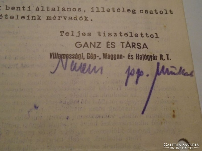 ZA492.340 GANZ és Társa  - Szedlacsek Péter - Mezőkovácsháza  1947 - villamossági kereskedelmi levél
