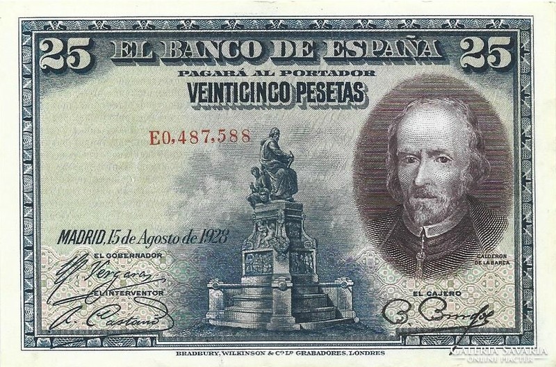 25 Pesetas pesetas 1928 Spain. Beautiful