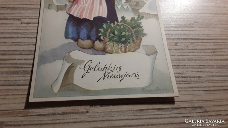 Old greeting postcard.