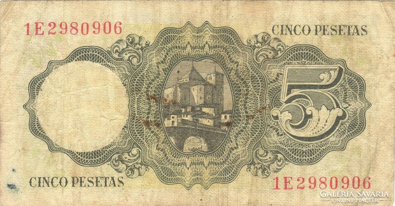 5 peseta pesetas 1951 Spanyolország 1.