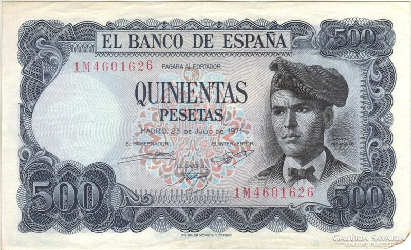 500 peseta pesetas 1971 Spanyolország 1.