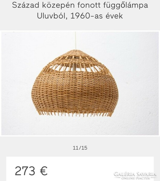 Hatalmas vintage 1960. Rattan mennyezeti lámpa ALKUDHATÓ Art deco design