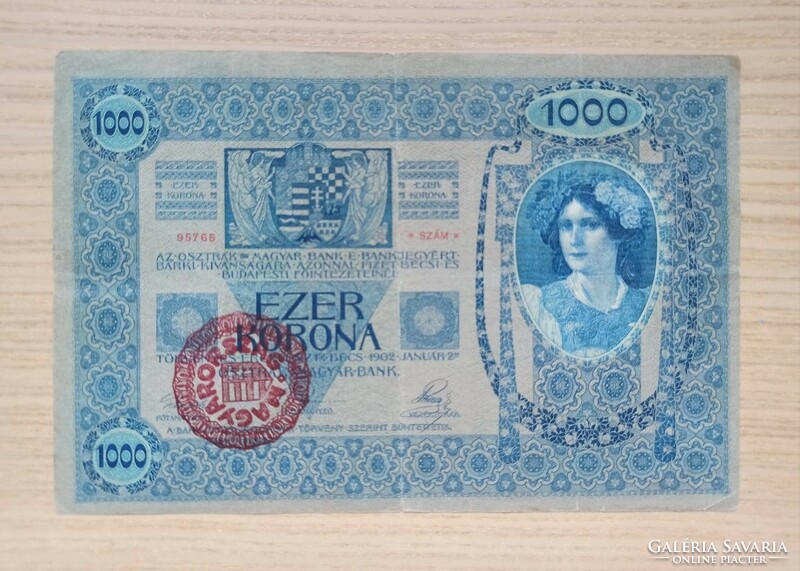 1000 Korona / Kronen 1902 Magyarország bélyegzővel