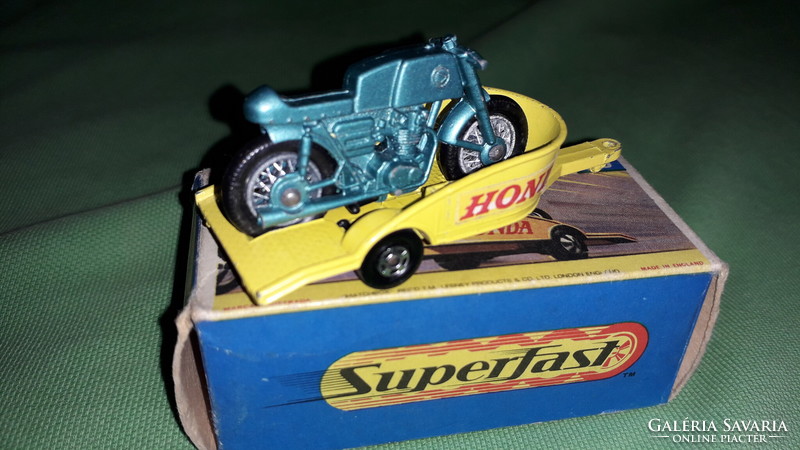 1970. MATCHBOX NO.38. -SUPERFAST - HONDA & TRAILER-1:64 méretű fém kisautó EREDETI DOBOZÁVAL GYŰJTŐI