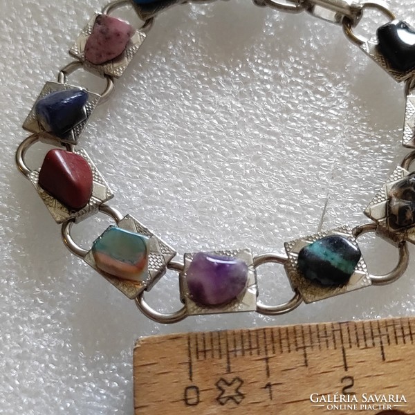Beautiful metal bracelet with mineral stone 18.5cm