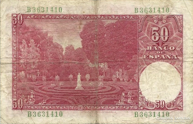 50 peseta pesetas 1951 Spanyolország