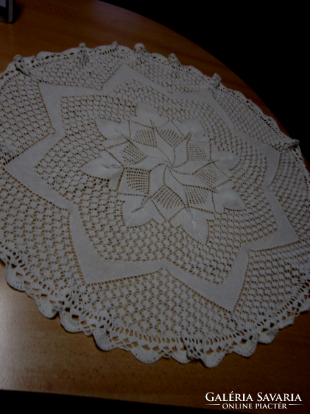Old crochet round tablecloth 75 cm