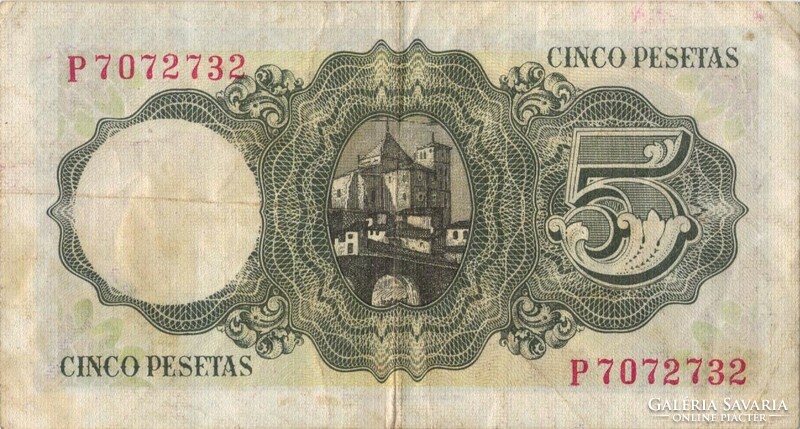 5 peseta pesetas 1951 Spanyolország 2.