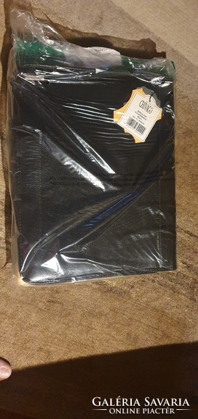 Conference folder a4, esselte, elegant leather, with zippered pocket, black