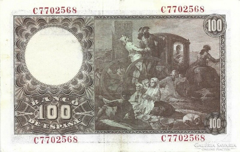 100 peseta pesetas 1948 Spanyolország Gyönyörű