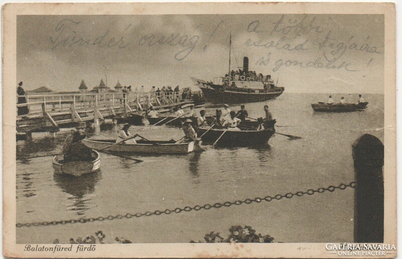 Ba - 544 Akinek a Balaton a szép Emlék  Balatonfüred fürdő, hajókikötő 1924