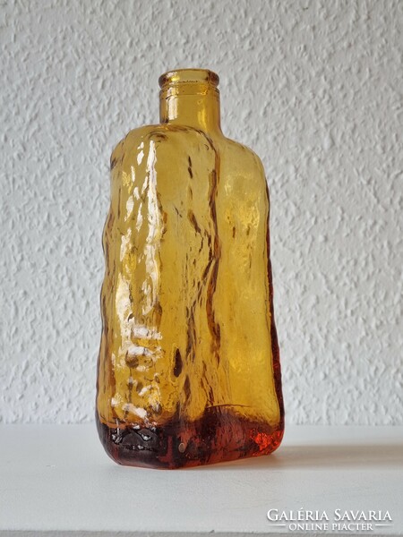 Vintage empoli italy amber colored ice glass - rare piece