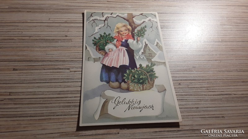 Old greeting postcard.