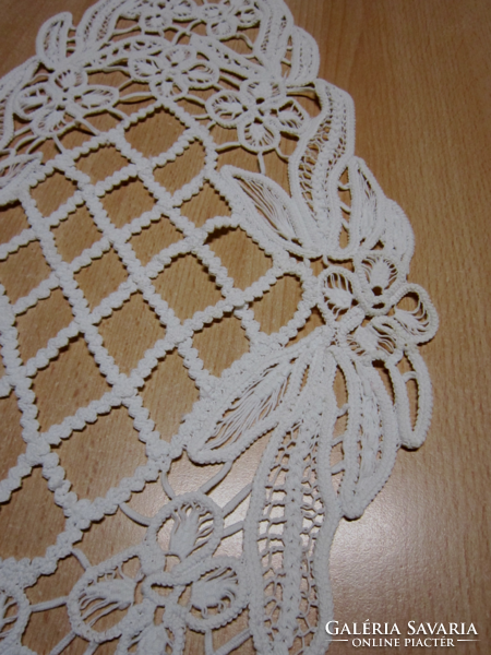 Old stitched crochet diamond runner