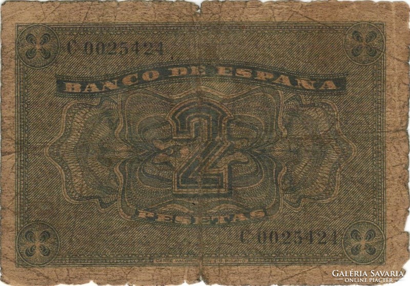 2 peseta pesetas 1938.04.30. Spanyolország