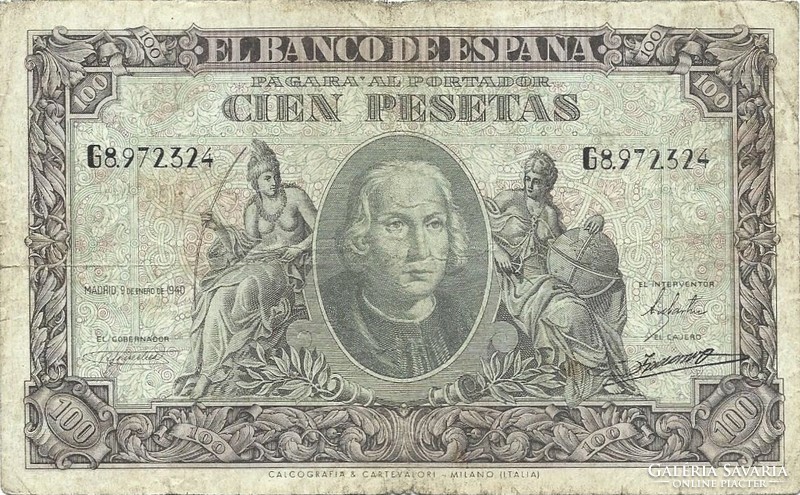 100 Pesetas pesetas 1940 Spain rare