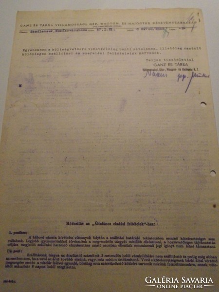 Za492.340 Ganz et al. - Péter Szedlacsek - Mezőkovácszáza 1947 - Electricity trade letter