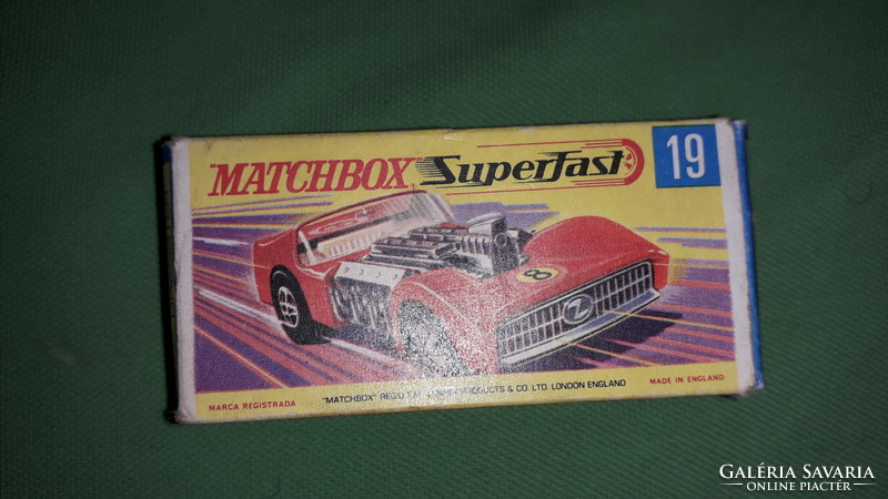 1970. MATCHBOX NO.19. -SUPERFAST - ROAD DRAGSTER - 1:64 méretű fém kisautó EREDETI DOBOZÁVAL GYŰJTŐI