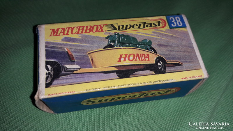 1970. MATCHBOX NO.38. -SUPERFAST - HONDA & TRAILER-1:64 méretű fém kisautó EREDETI DOBOZÁVAL GYŰJTŐI