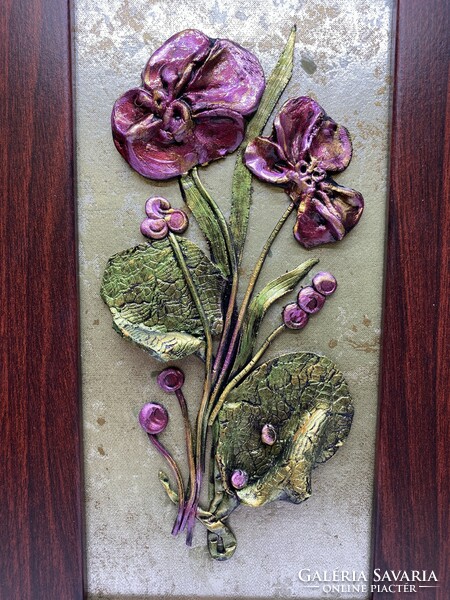Ceramic wall picture violet 30x18