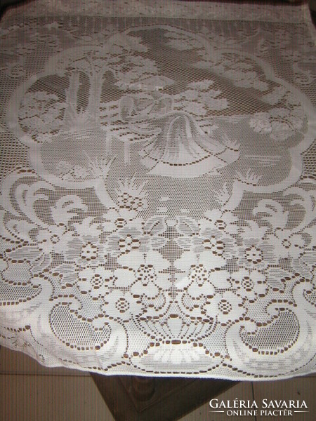 Csodaszép fehér barokk életképes vitrázs függöny