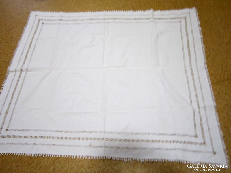 Old woven linen tablecloth