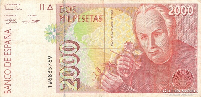 2000 peseta pesetas 1992 Spanyolország 1.