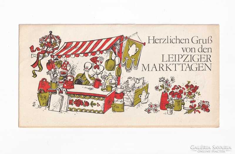 H:158 Üdvözlő képeslap "Lipcsei piac" 1978