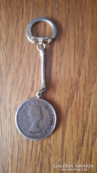Antique 1958 Australian penny key ring