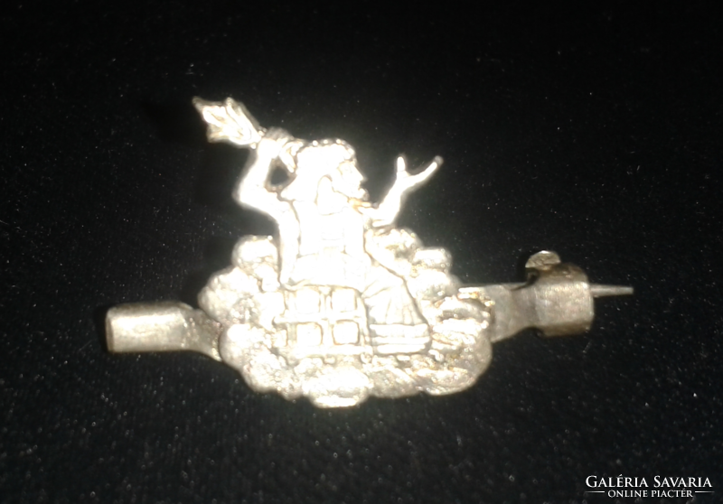 Old silver or silver-plated figure brooch (marked)