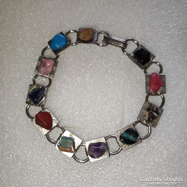 Beautiful metal bracelet with mineral stone 18.5cm