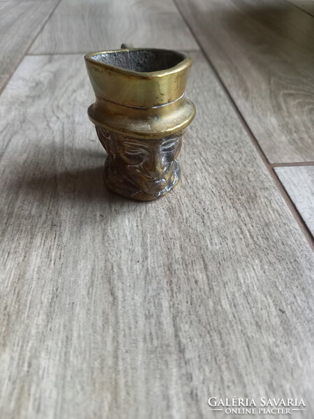 Masszív régi Toby Jug réz pohár (5,6x6,8x4,2 cm)