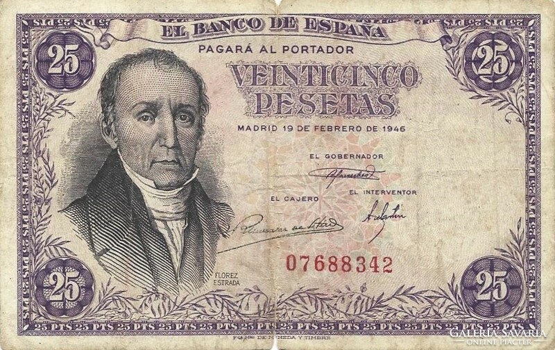 25 peseta pesetas 1946 Spanyolország