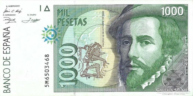 1000 peseta pesetas 1992 Spanyolország