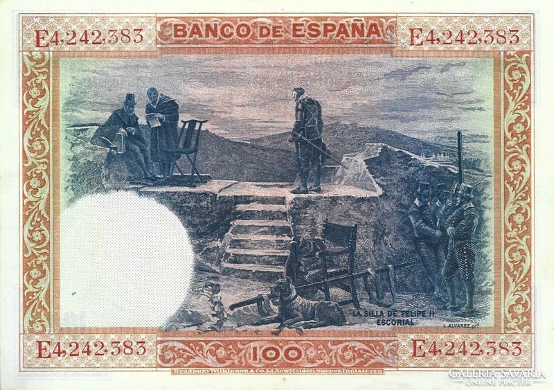 100 peseta pesetas 1925 Spanyolország Gyönyörű