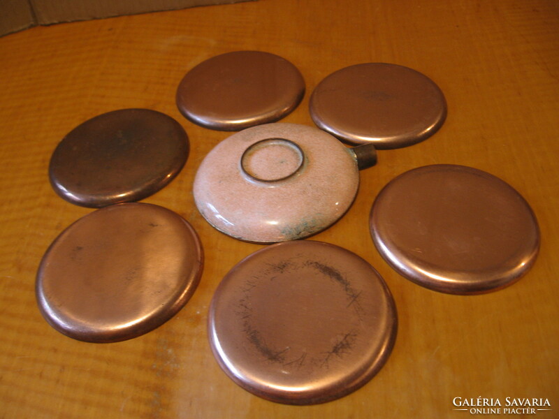 Copper fire enamel ashtray and coaster set of 6 pieces