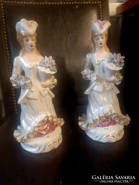 Gyönyörű jelzett porcelán hölgy páros