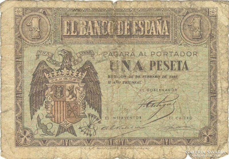 1 Peseta 1938 Spain 1.