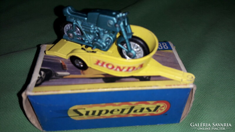 1970. MATCHBOX NO.38. -SUPERFAST - HONDA & TRAILER-1:64 méretű fém kisautó EREDETI DOBOZÁVAL GYŰJTŐI