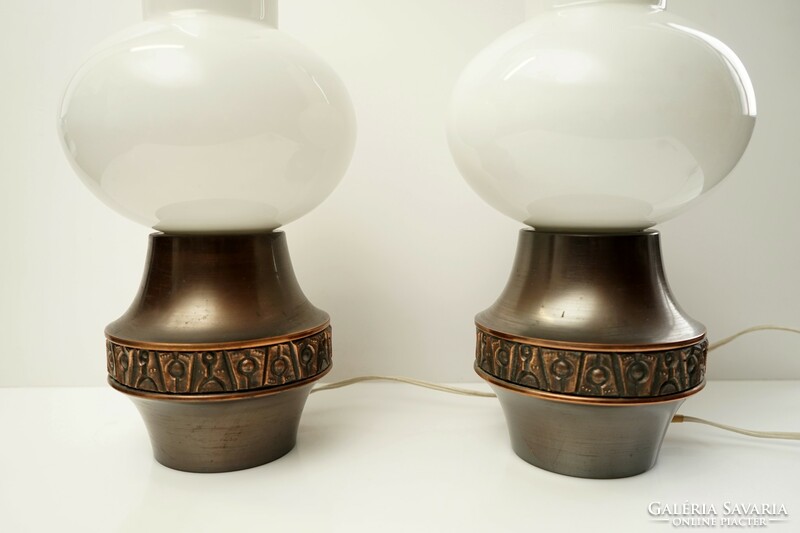 Mid century copper lamp pair / industrial art / retro lamp / old Emei